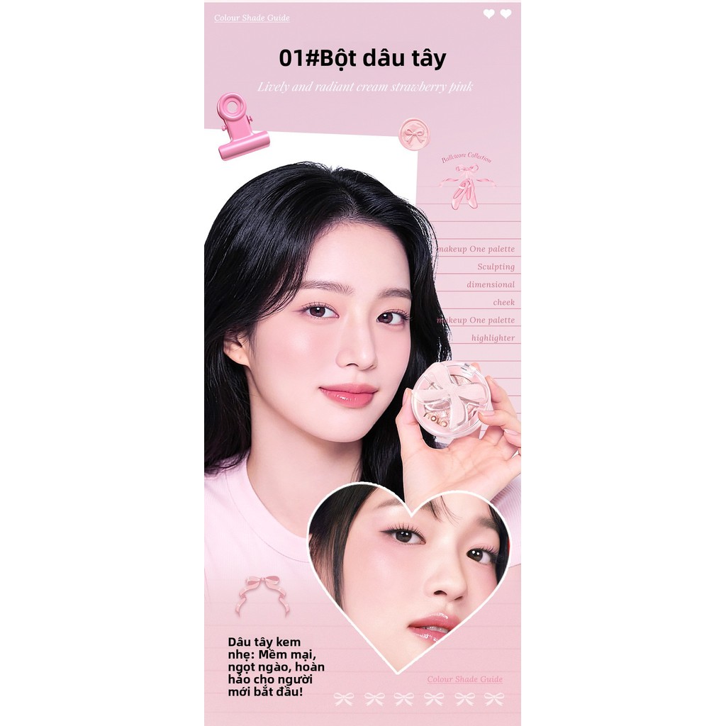 NOVO Hồng Satin Ballet Đơn Sắc Blush Sức Sống Cô Gái Làm Sáng Làm Nổi Bật Đường Viền Tự Nhiên Khỏa Thân Trang Điểm Người Mới Làm Trắng Đỏ