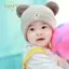 PNPIA- Mũ dệt kim ấm áp cho trẻ em mùa đông với Pom Pom Kids Mũ beanie đan màu trơn cho trẻ sơ sinh Mũ cho bé trai bé gái