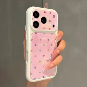 Ốp Điện Thoại Acrylic Chấm Màu Mạ Vàng Cho iPhone 17 Pro Max 16 15 14 13 Vỏ Bảo Vệ Chống Sốc