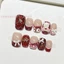 10 Chiếc Móng Tay Nhân Tạo Gấu Anh Đào Vẽ Tay Màu Đỏ Giả Móng Tay Acrylic Thoải Mái Nhẹ