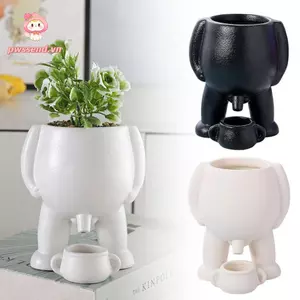 PWSSEND Bình hoa ngộ nghĩnh, Chậu hoa sáng tạo bằng nhựa, Retro có lỗ thoát nước Piss Hình chậu Bình hoa cho hoa mọng nước