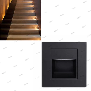 PYCOU 3 Đèn Bước, Đèn Cầu Thang Trắng Ấm 0.5W 3000K, Lắp Đặt Dễ Dàng Đen Nhúng Cầu Thang Bước Đèn Hành Lang