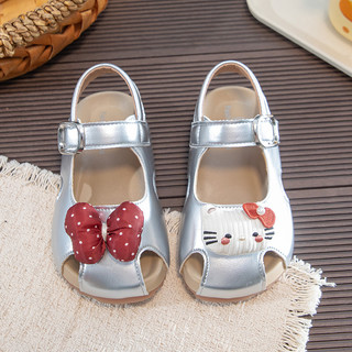 Bé Gái Mũi Nhọn Dép Chấm Bi Nơ Trang Trí Đế Mềm Trẻ Em Mùa Hè Đi Biển Giày Trẻ Em Rỗng Ra Dép Size 23-35