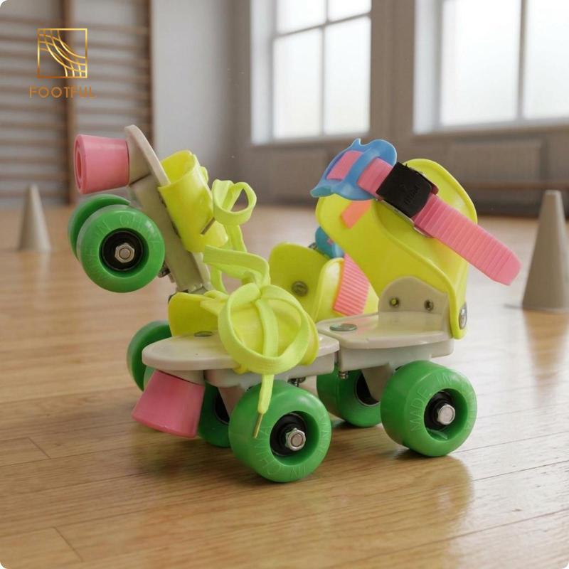 Trẻ Em Quad Roller Skates Kích Thước Có Thể Điều Chỉnh Chất Liệu PU Bốn Bánh Xe Trượt Nội Tuyến Cho Bé Trai Bé Gái Hoạt Động Ngoài Trời