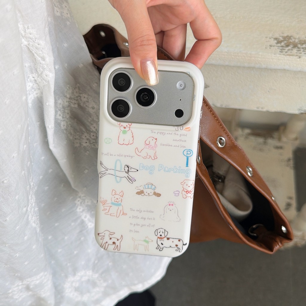 Ốp điện thoại hình chó màu cho iPhone 17 Pro Max 17 16 15 14 13 Vỏ bảo vệ chống sốc