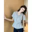 Áo sơ mi ngắn tay sọc hẹp thiết kế Sense Mùa hè 2026 Phong cách mới Thời trang thời trang Pháp Petty Bourgeoisie Chic Top