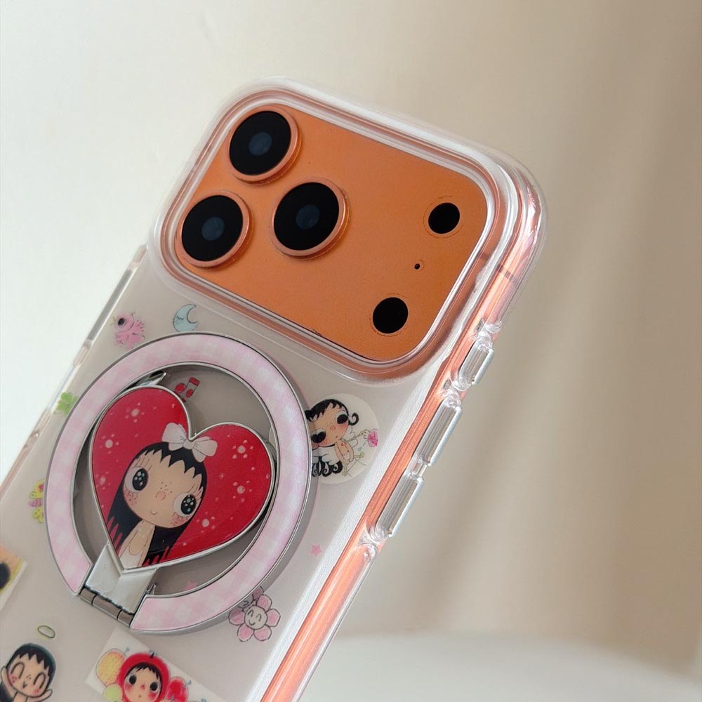 Vỏ cứng Tương thích với iPhone 13 14 14Pro 14ProMax 15 15Pro 15ProMax 16 16Pro 16ProMax 17 17Pro 17ProMax Sticker Wind Angel Pattern Magnet Case