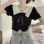 Cổ Búp Bê Rỗng Tay Ngắn Dệt Kim Cardigan Nữ Mùa Hè Ngọt Nấm Cạnh Ve Áo Ngắn Preppy Phong Cách Sang Trọng Hàng Đầu