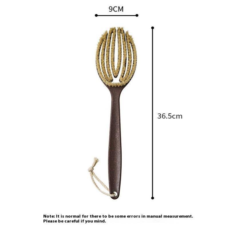 TVKR Body Brush Tay cầm dài Tắm Ba Scrubber Boar Lông hoàn hảo Chải da khô cần thiết cho da tẩy tế bào chết Dụng cụ tắm OIK