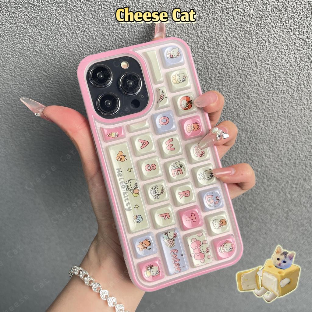 Ốp Lưng Điện Thoại Bàn Phím 3D Chữ Kitty Cho iPhone 16 15 14 13 12 11 17 Pro Max Giảm Căng Thẳng