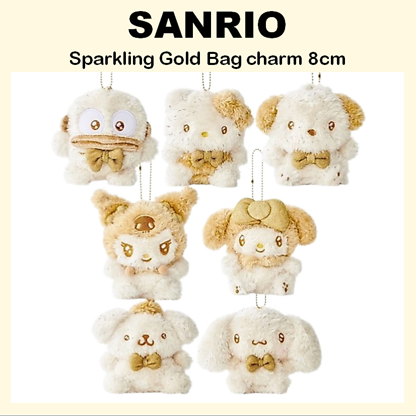 [SANRIO] Túi búp bê lấp lánh vàng 8cm quyến rũ Sanrio Hàn Quốc được cấp phép (Kitty / Kuromi / Mymelody / Cinnamoroll / Pochacco / Pompompurin / Hangyodon)