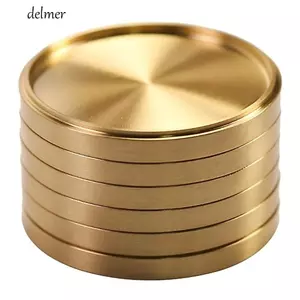 Đế lót ly cốc bằng đồng DELMER, Trang trí nội thất Đế lót ly bằng đồng chịu nhiệt, Bàn trang trí trung tâm Tấm lót cốc tròn bằng kim loại Thanh uống nước