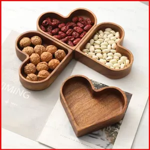 ST2 Hình Trái Tim Bằng Gỗ Khay Ăn Nhẹ Bộ Đai Ốc Phục Vụ Đĩa Nhà Tiệc Và Nhà Bếp Tổ Chức Bảo Quản TS2