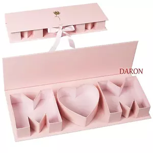 DARON MOM Hộp Hình Chữ Cái, Hộp Hoa Rỗng Hình Chữ Nhật Lớn, Đồ Dùng Dự Tiệc Đóng Ruy Băng Bìa Giấy Lãng Mạn Ngày Của Mẹ Hộp Trình Bày