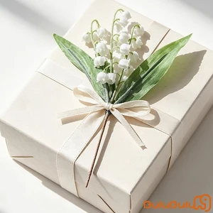 1Pc Hoa nhân tạo Lily of the Valley Hoa giả thực tế có thân cho bàn bình hoa Trung tâm