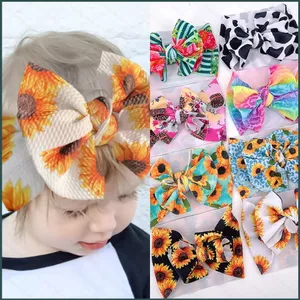 SQ Hướng Dương Sơ Sinh Nơ Đầu Dành Cho Bé Gái Trẻ Sơ Sinh Turban Tóc Mũ Mềm Mũ Bonet Cho Trẻ Em Unisex