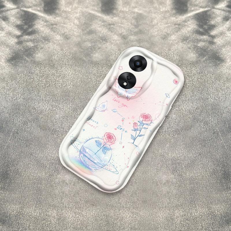 Thích Hợp Cho OPPO A18 A38 A58 A60 A17 A17K 4G 3D Điện Thoại Thông Minh TPU Mềm Hoa Tím Hoa Hồng Tulip Ins Phong Cách Chống Sốc Ốp Điện Thoại