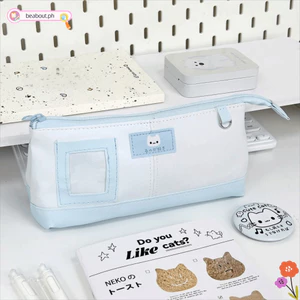 Bút chì BEABOUT, Túi đựng bút da PU dung tích lớn, Kawaii có túi đựng bút chì cửa sổ ảnh