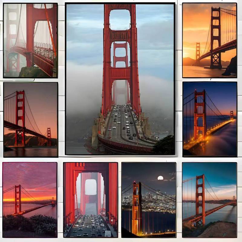 Cầu Cổng Vàng Một Cột Mốc Ở San Francisco Poster Không Khung Tranh Canvas Trang Trí Tường