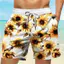 Hoa Hướng Dương Họa Tiết Hoa 3D In Unisex Thoải Mái Thoáng Khí Quần Short Đi Biển Thường Ngày
