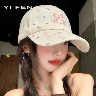 YIFEN Phong Cách Hàn Quốc Hoa Nơ Thêu Mũ Bóng Chày Nữ Xuân Hè Ngọt Ngào Thể Hiện Mặt Nhỏ Rộng Viền