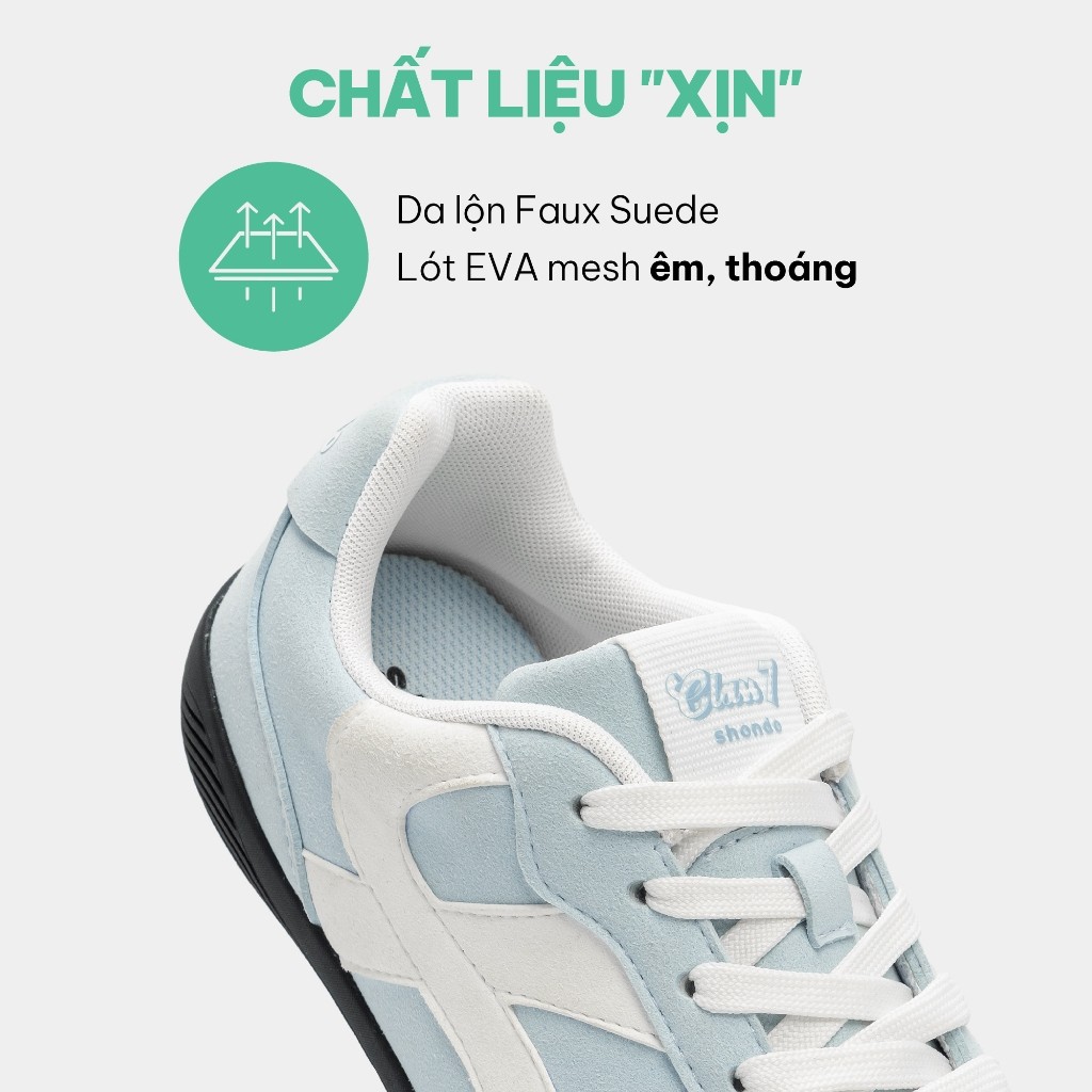 Giày Thể Thao Sneaker Unisex Shondo Class 7 Đế Thấp Cao Su Da Lộn Nhiều Màu | BigBuy360 - bigbuy360.vn