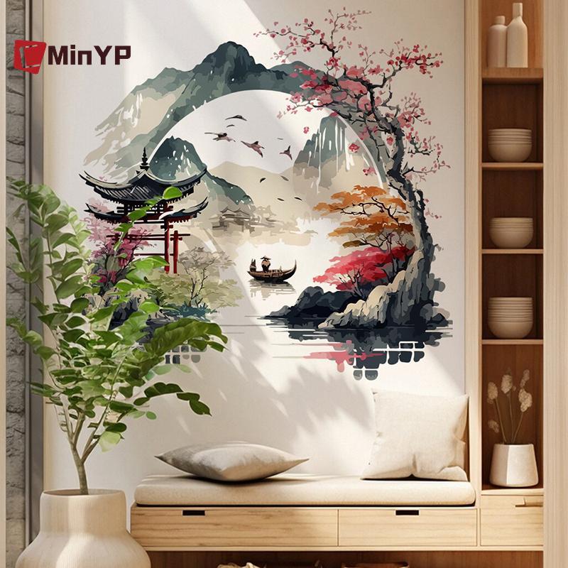 CMinYP Tranh Phong Cảnh Chim Núi Sông Tường Stier Baground Nhà Phòng Ngủ Tường Bếp Tủ Lạnh Trang Trí Nhà Đề Can Vinh Quang