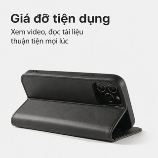 Bao da iPhone gập nắp ví khe thẻ chống sốc 360° da cao cấp cho iPhone 17 Air 16 15 14 13 12 11 Pro Max