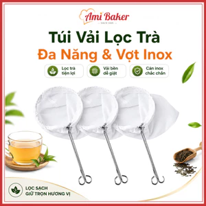 Túi Vải Lọc Trà Kèm Vòng Vợt Cán Inox Đủ Size Bền Đẹp, Tiện Dụng