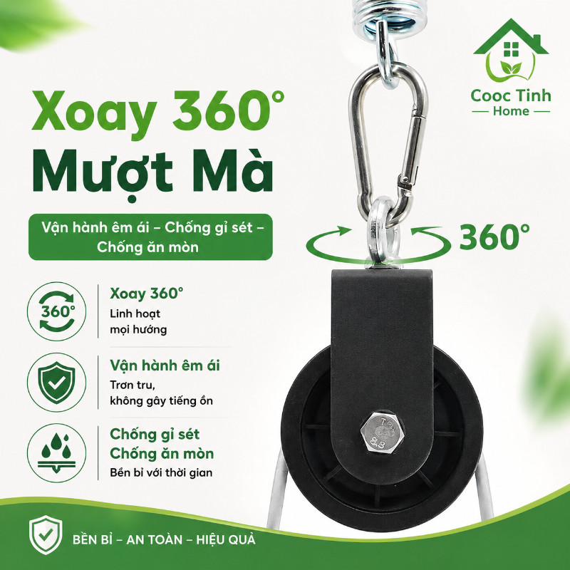 Ròng Rọc Tập Gym Xoay 360 Độ Bằng Thép Không Gỉ Chịu Lực Cao, Phụ Kiện Dây Cáp Tập Thể Hình Tại Nhà