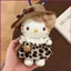 YT4 Sanrio Hello Kitty Plushie Mũ Rơm Da Báo In Sang Trọng Búp Bê Móc Khóa Túi Quyến Rũ