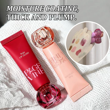 PAGE VINE Dưỡng Ẩm Son Dưỡng Môi Series Princess, 7 Màu Dưỡng Ẩm Son Dầu & Bóng, Mặt nạ dưỡng môi chống nứt lâu trôi Chăm sóc sửa chữa ban đêm cho phụ nữ