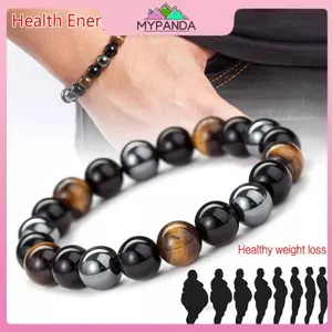 MYPANDA Vòng tay hạt đá Hematite từ tính Chăm sóc sức khỏe Nam châm Nam châm Trang sức giảm cân.