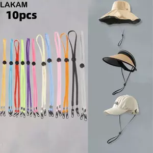 LAKAM 10 Dây đeo mũ chống gió, Dây cằm mũ đa chức năng chống mất, Chất lượng 70cm Dây điều chỉnh Nylon có thể tháo rời Mũ chống nắng