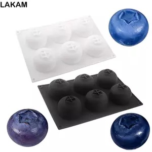 Khuôn làm bánh Mousse việt quất LAKAM, Khuôn tráng miệng hình trái cây chịu nhiệt 6 khoang, Khuôn nướng bánh silicon cấp thực phẩm thủ công linh hoạt cao cấp