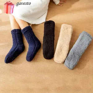 GAVESTO 1 Đôi Tất Cotton, Tất Mùa Đông Dày Chống Lạnh, Tất Ngủ Màu Trơn Cho Nữ