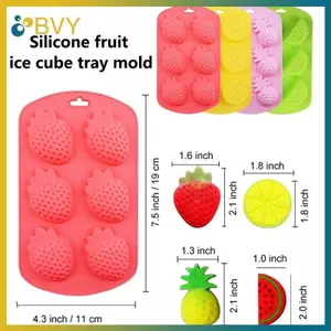 BVY Dâu Thông Chanh Silicone Ice Cube Khay Khuôn Hình Trái Cây Nhiều Màu Sắc Cho Tiệc Sinh Nhật Đồ Uống Đá.