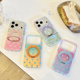 Ốp Lưng Cứng Tương Thích Với iPhone 15 15Pro 15ProMax 16 16Pro 16ProMax 17 17Pro 17ProMax Ốp Nam Châm Họa Tiết Điểm Sóng Mờ