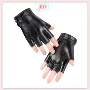 JRP Găng Tay Nam Không Ngón Da PU Động Cơ Punk Găng Tay Nam Găng Tay Nửa Ngón Ngoài Trời Nam Da Lái Xe Găng Tay JRP