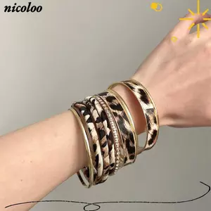 Bộ nhẫn tay mở NICOLOO, Thiết kế không đều nhiều lớp Trang sức phong cách Punk, Chất liệu kim loại hình học có thể điều chỉnh Vòng đeo tay Trang sức thời trang