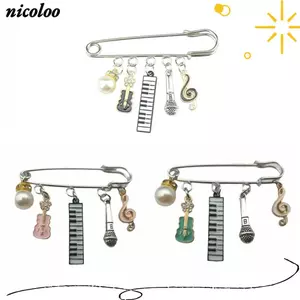 NICOLOO Nhạc Cụ Men Chân, Hợp Kim Vintage Biểu Tượng Âm Nhạc Men Chân, Ngọt Ngào Men Trâm Huy Hiệu Trang Sức