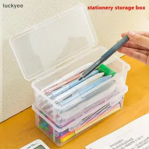 Luckyew 1 Hộp Đựng Nhựa Dung Tích Lớn Ổn Định Trong Suốt Hộp Bút Chì Đồ Dùng Văn Phòng Hộp Sắp Xếp Lưu Trữ TQ