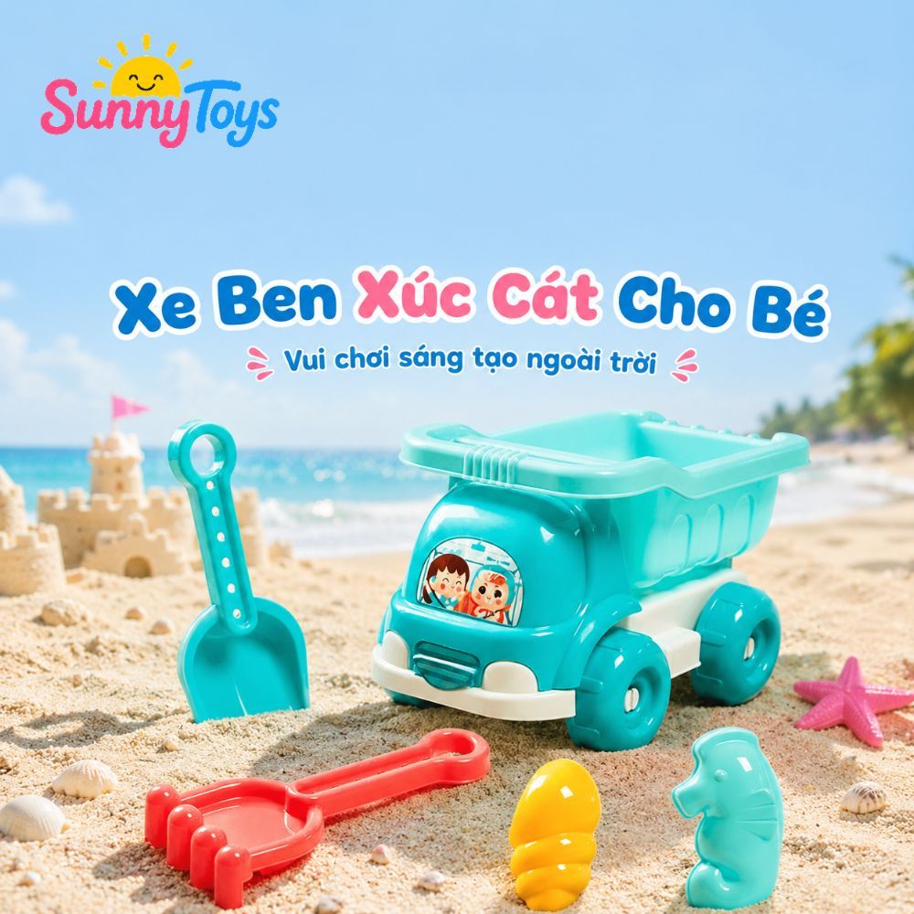 Bộ Xúc Cát Hình Vịt Xanh 18 Chi Tiết SunnyToys  - Đồ Chơi Đi Biển Cho Bé Vui Chơi
