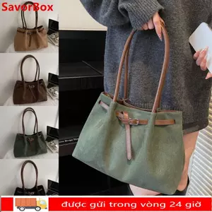 Túi xách SAVORBOX, Túi đeo vai da lộn màu trơn cổ điển, Thời trang đa năng Thanh lịch có sẵn 4 màu Túi Tote đi lại dung tích lớn Trường học / Du lịch / Làm việc