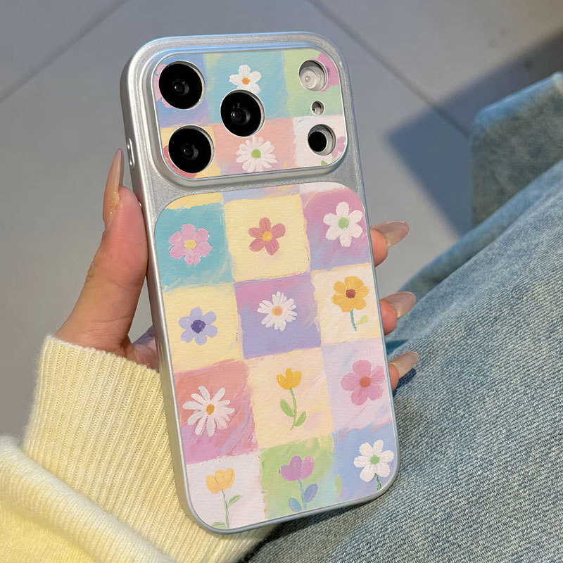 Ốp lưng iPhone Họa tiết da mạ họa tiết hoa iPhone 17 16 15 14 13 12 11 Pro Max Plus Max