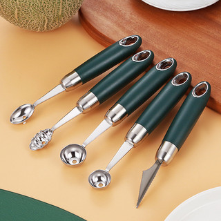 Thép không gỉ 304 Quả Bóng Đào Cắt Dưa Hấu Dụng Cụ Tiện Dụng Đào Kem Thìa Trái Cây Chia Khắc Bóng Thìa