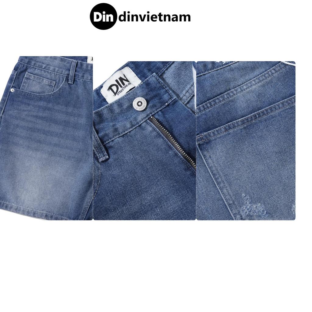 Quần Short Đùi Jean Nam DIN, Quần Bò Xanh Form Trên Gối Thoải Mái Dễ Mặc, Phong Cách Streetwear Cá Tính JD69