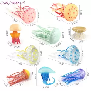 JUNYUE88US Tượng động vật đại dương, động vật biển nhiều màu sứa sao biển hải quỳ, Tượng sinh vật biển bằng nhựa rắn sống động như thật Bộ sưu tập mô hình sinh vật biển