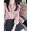 Áo Sơ Mi Nữ Màu Hồng Ve Áo Sơ Mi Phong Cách Trưởng Thành, Ánh Sáng Cao Cấp Sang Trọng, Giảm Tuổi Thời Trang Top