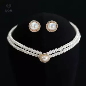 3 Chiếc Thời Trang Hai Lớp Mặt Dây Chuyền Ngọc Trai Nelace Bông Tai Bộ Trang Sức Tiệc Nữ Phụ Kiện Trang Sức Cưới Quà Tặng [Mina]